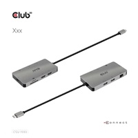 Club3D Dokovací stanice USB-C 8v1, 2xHDMI, 1xUSB-C, 1xUSB, čtečka SD karet, 1xRJ45, šedá