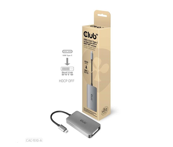 Club3D Adaptér aktivní USB 3.2 typ C na DVI-D Dual Link 4K30Hz pro Apple Cinema Display, HDCP off