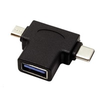 Adaptér USB3.0 female na dva konektory USB 3.1 C/male + micro USB B/male