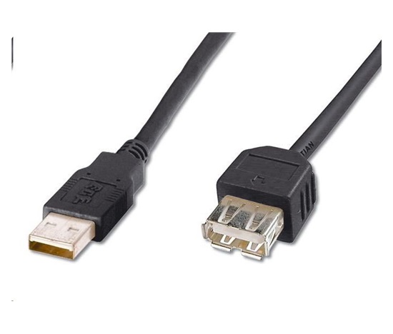 PremiumCord USB 2.0 kabel prodlužovací, A-A, 5m černá