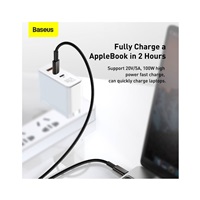 Baseus Tungsten Gold rychlonabíjecí / datový kabel USB-C na USB-C 100W 1m, černá