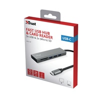 TRUST rozbočovač HALYX, Fast USB-C Hub & Card reader
