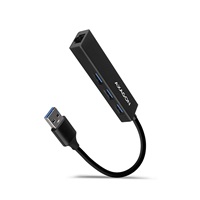 AXAGON HMA-GL3A, USB 3.2 Gen 1 hub, porty 3x USB-A + Gigabit Ethernet, kovový, kabel USB-A 20cm