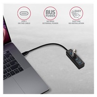 AXAGON HUE-M1C, 4x USB 3.2 Gen 1 MINI hub, kovový, kabel USB-C 20cm