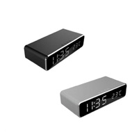 GEMBIRD digitální budík s funkcí bezdrátového nabíjení, black/černá