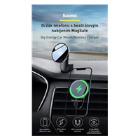 Baseus Big Energy držák s bezdrátovým nabíjením 15W černá (kompatibilní s Apple iPhone 12 Series)
