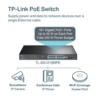 TP-Link CCTV Easy Smart switch TL-SG1218MPE (16xGbE, 2xGbE/2xSFP combo, 16xPoE+, 250W)