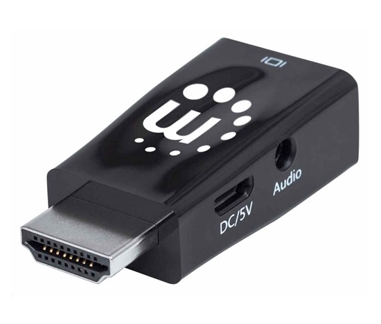 Manhattan adaptér HDMI na VGA, Micro Converter, HDMI Male na VGA Female, audio, černá