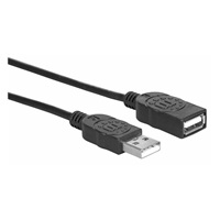 Manhattan USB kabel, USB 2.0, Male na Female, 480 Mbps, 1m, černá