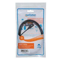 Manhattan USB-C kabel, USB 2.0, Male na Male, 480 Mbps, 5 A, 2m, černá