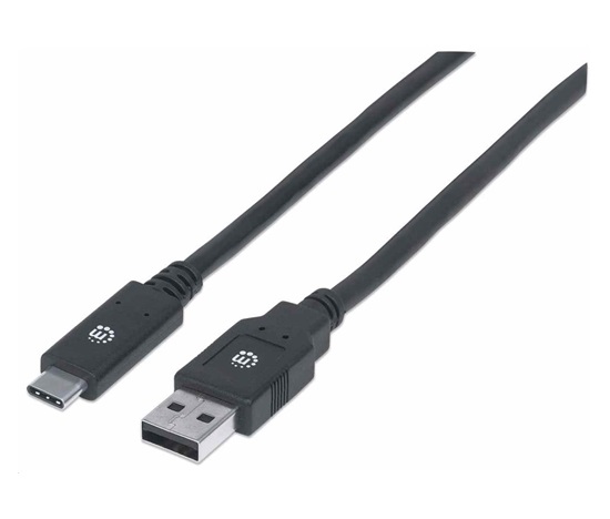 Manhattan USB kabel, USB 3.2 Gen 1, USB-A Male na USB-C Male, 5 Gbps, 2m, černá