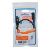 Manhattan USB-C kabel, USB 3.1 Gen 2, USB-C Male na USB-C Female, 10 Gbps, 5 A, 50cm, černá