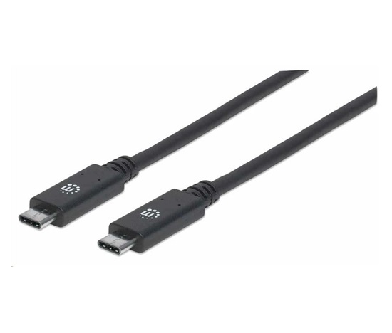 Manhattan USB-C kabel, USB 3.1 Gen 2, USB-C Male na USB-C Male, 10 Gbps, 5 A, 1m, černá