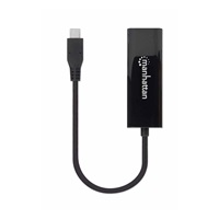 Manhattan adaptér USB-C na 2.5GBASE-T Ethernet, USB 3.2 Gen 1; 10/100/1000 Mbps & 2.5 Gbps, černá