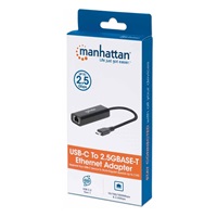 Manhattan adaptér USB-C na 2.5GBASE-T Ethernet, USB 3.2 Gen 1; 10/100/1000 Mbps & 2.5 Gbps, černá