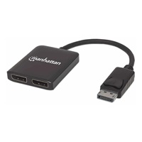 Manhattan rozbočovač, MST hub, DisplayPort na Dual DisplayPort (M/F), 4K@30Hz, černá