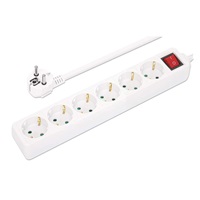 Manhattan prodlužovací přívod, 6 zásuvek, vypínač, 2m, bílá