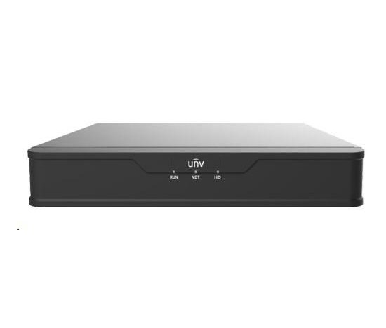 Uniview NVR, 4 kanály, H.265, 1x HDD (max.6TB), propustnost 64/48Mbps, HDMI, VGA, 2x USB 2.0, audio, ONVIF