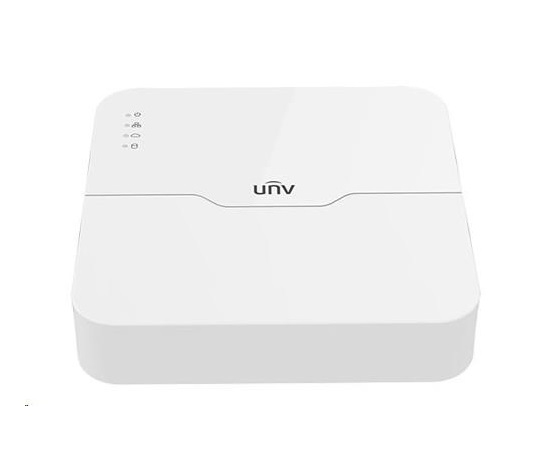Uniview NVR, 4 kanály, 4xPoE(max.54W), H.265,1x HDD(max.6TB), propustnost 64/48Mbps, HDMI, VGA, 2x USB 2.0, audio, ONVIF