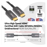Club3D Kabel HDMI, Ultra Rychlý HDMI™ Certifikovaný AOC Cable, 4K120Hz/ 8K60Hz (M/M), 15m