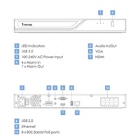 Vivotek NVR ND9323P, 8 kanálů, 8xPoE(max.120W), 2xHDD, H.265, 2x USB, DI/DO, 1xHDMI, Cloud