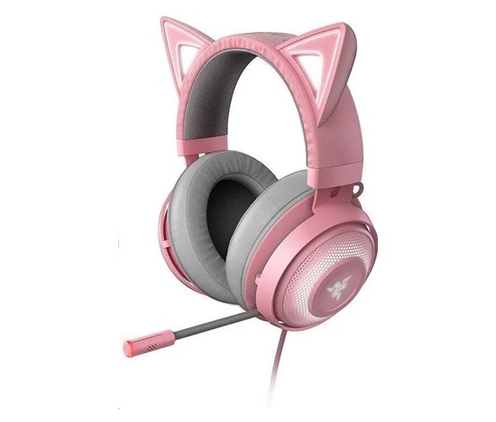 RAZER sluchátka Kraken Kitty, USB Headset, Chroma, Quartz / růžová