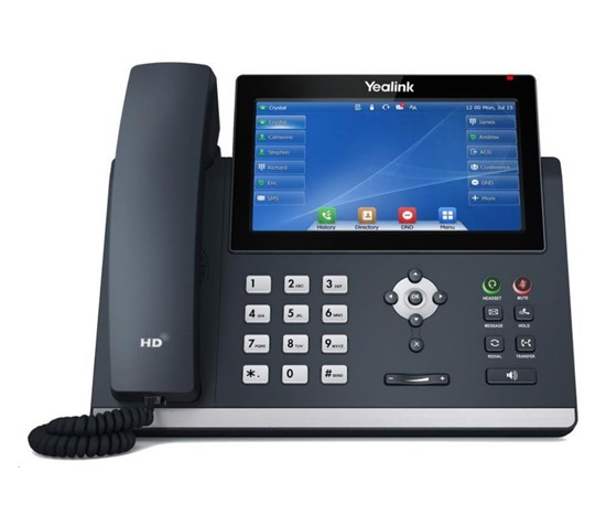 Yealink SIP-T48U IP telefon, 7" 800x480 barevný dotykový, 2x RJ45 10/100/1000, PoE, 16x SIP, 1x USB, bez adaptéru