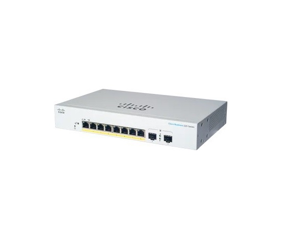 Cisco switch CBS220-8P-E-2G (8xGbE,2xSFP,8xPoE+,65W,fanless)