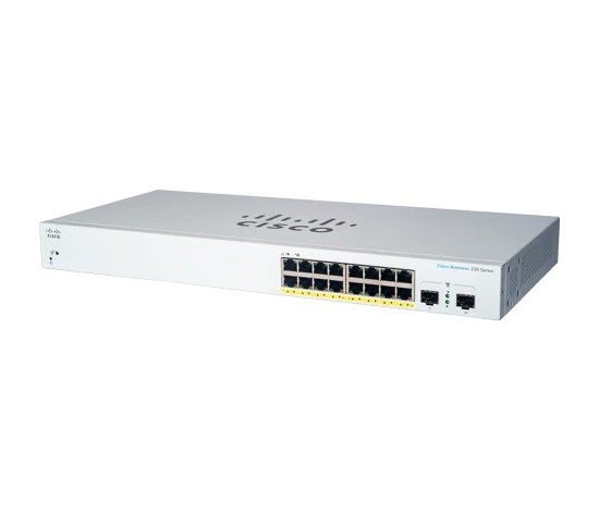 Cisco switch CBS220-16P-2G (16xGbE,2xSFP,16xPoE+,130W,fanless)