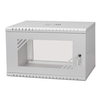 LEXI-Net 19" nástěnný rozvaděč Basic 6U 520x450, skleněné dveře, bez zad, rozložený, šedý