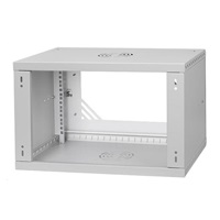 LEXI-Net 19" nástěnný rozvaděč Basic 6U 520x450, skleněné dveře, bez zad, rozložený, šedý