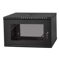 LEXI-Net 19" nástěnný rozvaděč Basic 6U 520x450, skleněné dveře, bez zad, rozložený, černý