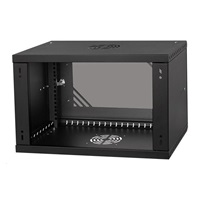 LEXI-Net 19" nástěnný rozvaděč Basic 6U 520x450, skleněné dveře, bez zad, rozložený, černý