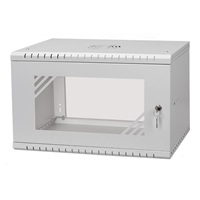 LEXI-Net 19" nástěnný rozvaděč Basic 6U 520x350, skleněné dveře, bez zad, rozložený, šedý