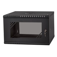 LEXI-Net 19" nástěnný rozvaděč Basic 6U 520x350, skleněné dveře, bez zad, rozložený, černý