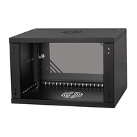 LEXI-Net 19" nástěnný rozvaděč Basic 6U 520x350, skleněné dveře, bez zad, rozložený, černý