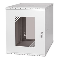 LEXI-Net 19" nástěnný rozvaděč Basic 12U 520x450, skleněné dveře, bez zad, rozložený, šedý