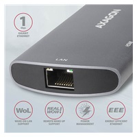AXAGON HMC-6M2, USB 3.2 Gen 1 hub, porty 2x USB-A, HDMI, RJ-45 GLAN, SATA M.2 slot, PD 100W, kabel USB-C 18cm