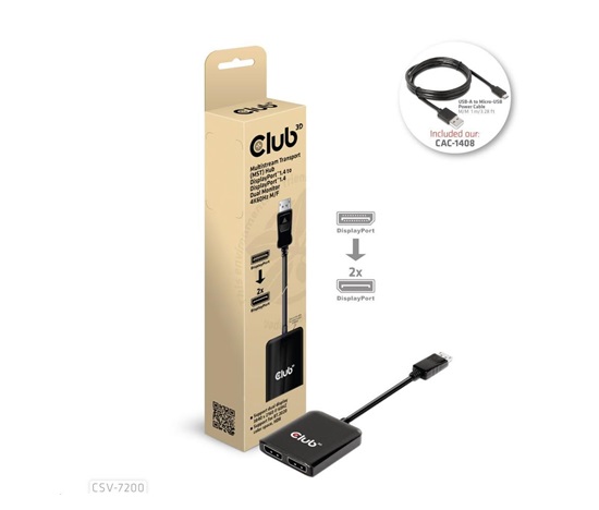 Club3D hub MST USB-C na DisplayPort, 4K60Hz (M/F)