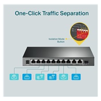 TP-Link CCTV switch TL-SG1210MP (8xGbE, 1xGbE uplink, 1xGbE/SFP combo uplink, 8x PoE+, 123W, fanless)