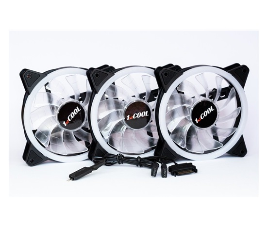 1stCOOL Fan KIT AURA EVO 1 ARGB, 3x Dual Ring ventilátor + ARGB Nano řadič