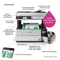 EPSON tiskárna ink EcoTank L6460, 3v1, A4, 1200x4800dpi, 37ppm, USB, Duplex,Záruka 5 let  po registraci zdarma