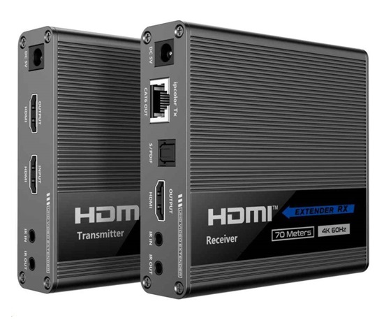 PremiumCord HDMI 2.0 extender Ultra HD 4kx2k@60Hz na 70m zapojení do kaskády