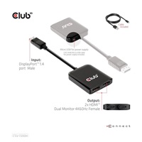 Club3D hub MST (Multi Stream Transport) DisplayPort 1.4 na 2xHDMI Dual Monitor 4K60Hz (M/F)