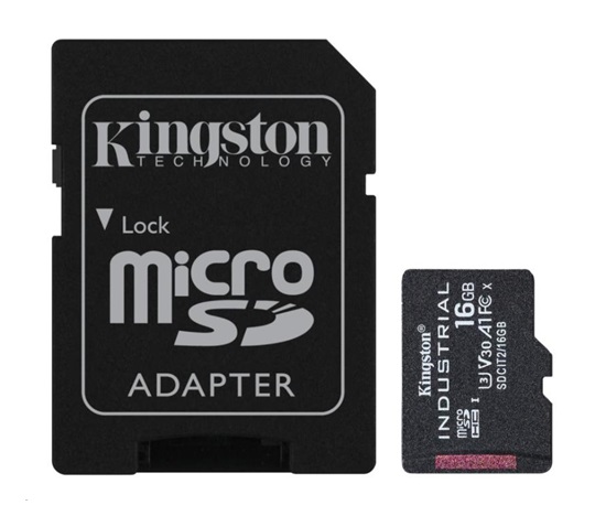 Kingston MicroSDHC karta 16GB Industrial C10 A1 pSLC Card + SD Adapter
