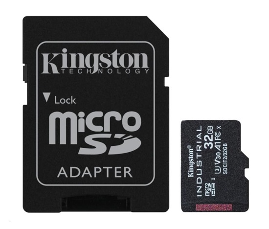 Kingston MicroSDHC karta 32GB Industrial C10 A1 pSLC Card + SD Adapter