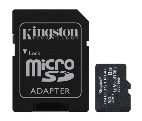 Kingston MicroSDHC karta 8GB Industrial C10 A1 pSLC Card + SD Adapter