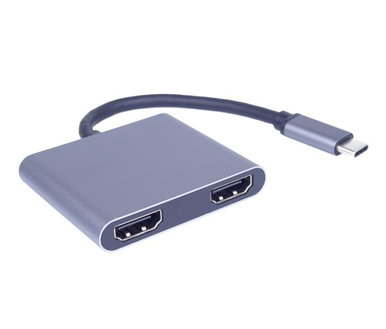 PremiumCord MST adapter USB-C na 2x HDMI, USB3.0, PD, rozlišení 4K a FULL HD 1080p