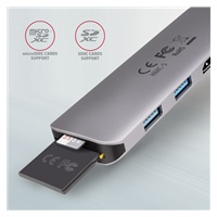 AXAGON HMC-5, USB 3.2 Gen 1 hub, porty 2x USB-A, HDMI, SD/microSD slot, PD 100W, kabel USB-C 20cm