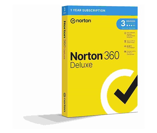 NORTON 360 DELUXE 25GB +VPN 1 uživatel pro 3 zařízení na 1 rok BOX
